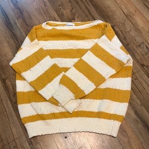 Yellow and white striped sweater